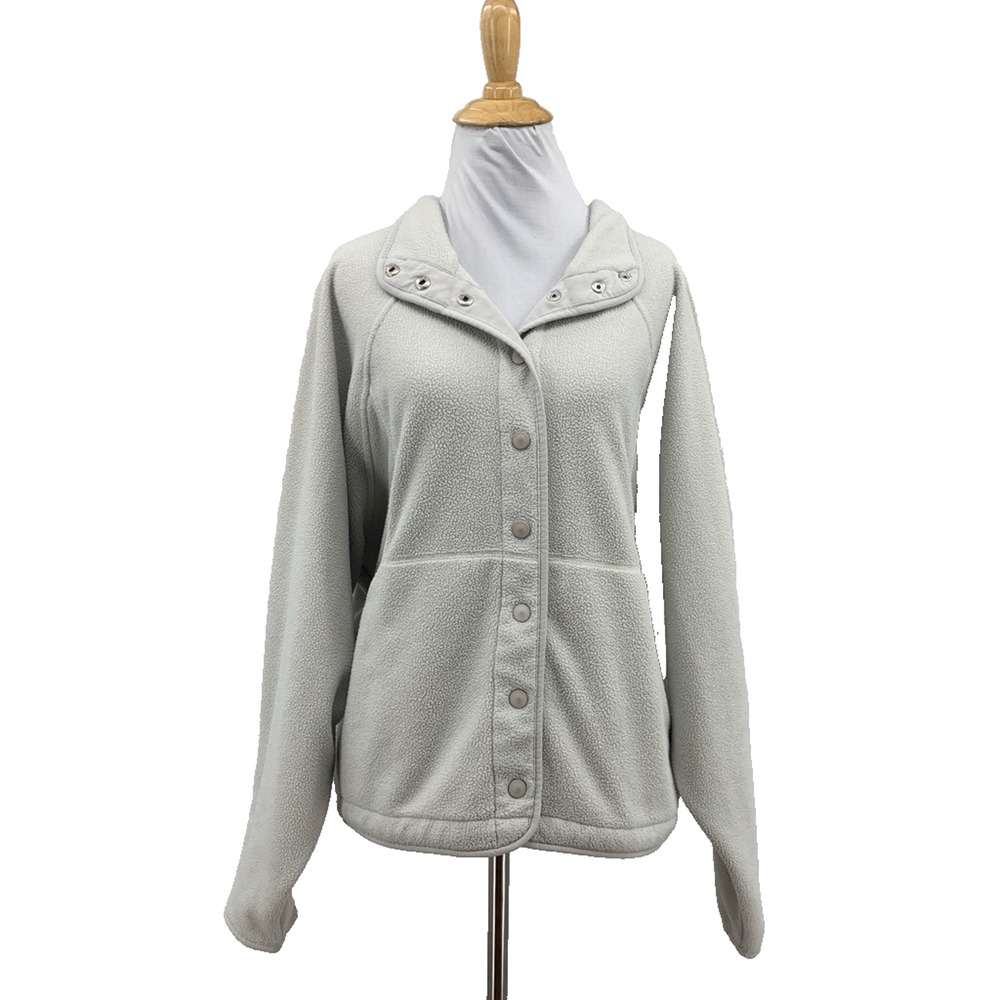 Outdoor Voices Jacket Womens L Large Haze RecFleece Snap Fuzzy Fleece Lined